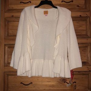 White cardigan with ruffles